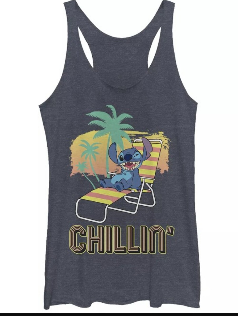 Disney's Lilo & Stitch Chillin' Stitch Blue Racerback Graphic Tank Size XL NWT